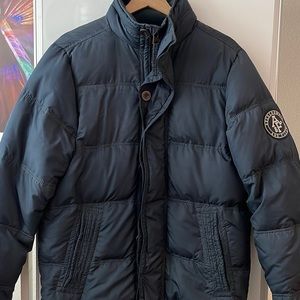 Mens Abercrombie & Fitch Puffer Jacker - (Color: Navy Blue) - Size Large